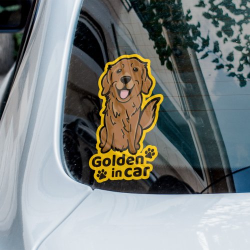 Golden Retriever Car Sticker Cute Dog Sticks On The Inside Car Sticker Shop Pawsome Island Stickers Pinkoi