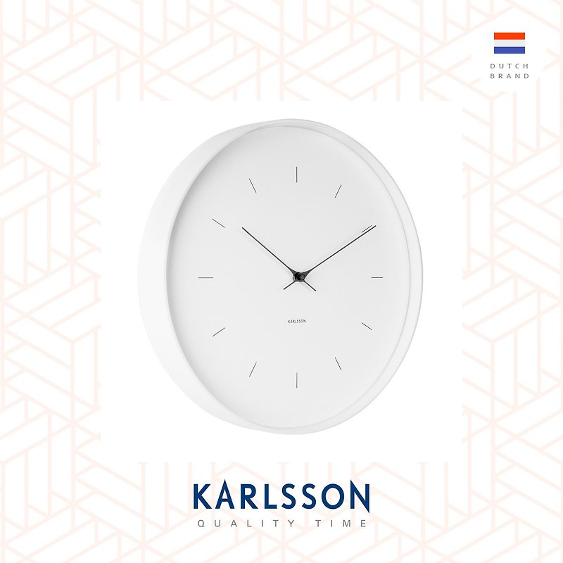 荷蘭Karlsson wall clock 37.5cm Butterfly Hands large white - 時鐘/鬧鐘 - 其他金屬 白色