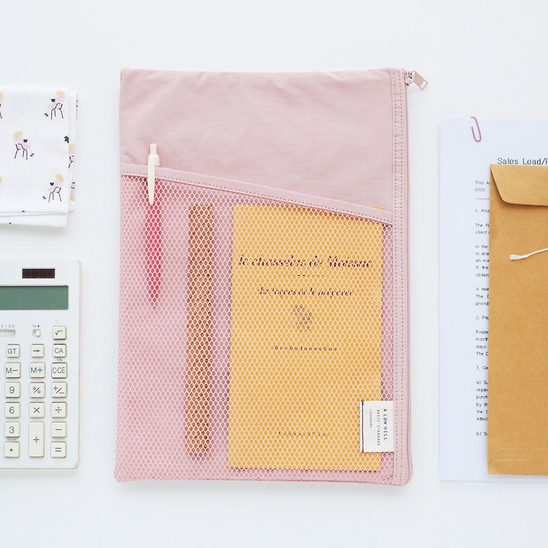 Livework casual nylon double document bag - Begonia powder, LWK51578 - Folders & Binders - Plastic Pink