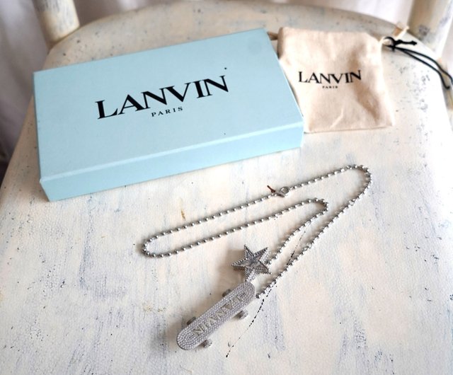 LANVIN ヴィンテージ　ネックレス　チョーカー 新品 LANVIN シルバー フラッシュ ラインストーン 水陸両用