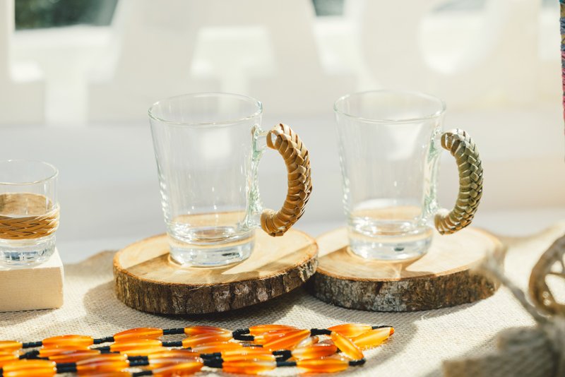 [Back Mountain Daydream] Rattan Cup - Cups - Glass Transparent