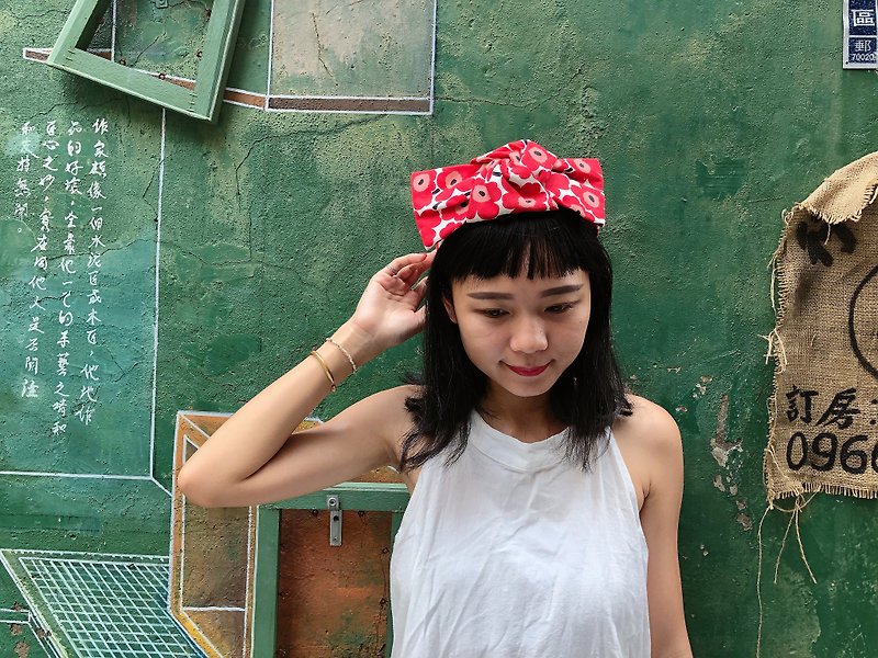 Kinked wide hair band _ Nordic style _ passionate 妳 - Headbands - Cotton & Hemp Red