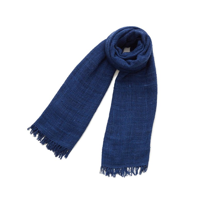 Cocoon Mayu Raw Silk Scarf - Blue (while stocks last) - ผ้าพันคอถัก - ผ้าไหม สีน้ำเงิน