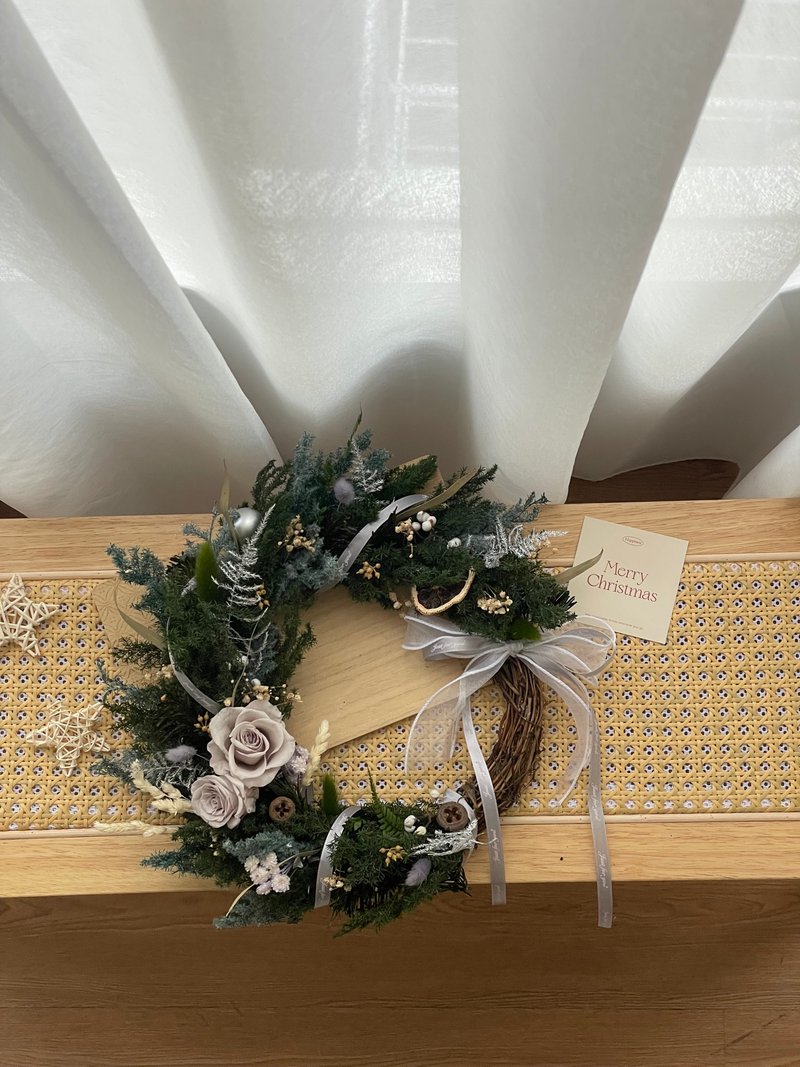 聖誕節永生雪松花圈 - 乾燥花/永生花 - 植物．花 銀色