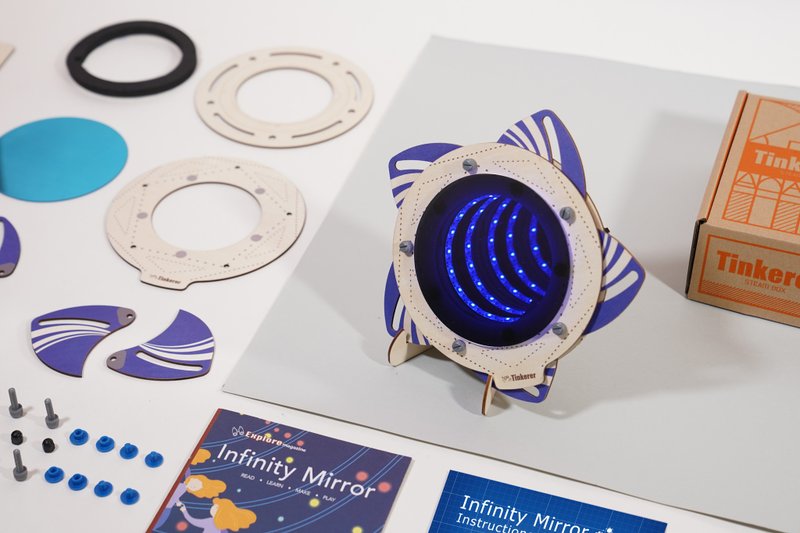 Tinkerer Box 無限鏡 創意兒童禮物 STEM玩具+科學雜誌 光反射 - 木工/竹藝/紙雕 - 木頭 藍色