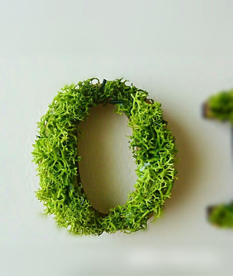 Wooden number object (moss) 5 cm /０x 1 piece - ของวางตกแต่ง - ไม้ สีเขียว