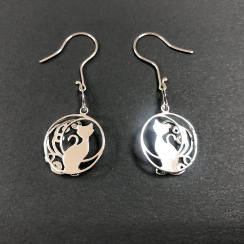 Magi-Steel鋼之藝薄鋼飾品 故宮授權聯名商品 臺灣設計製造 薄鋼耳環- 貓咪 醫療級鋼不會氧化過敏