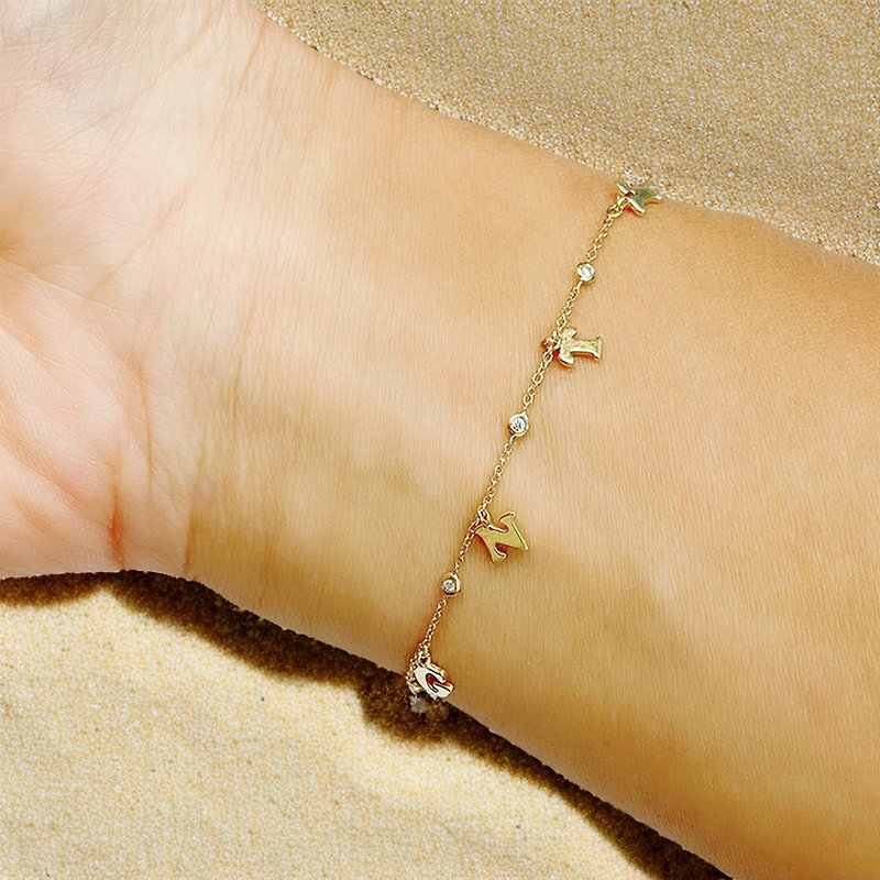 18k Gold Initial Diamond Bracelet - Bracelets - Precious Metals 