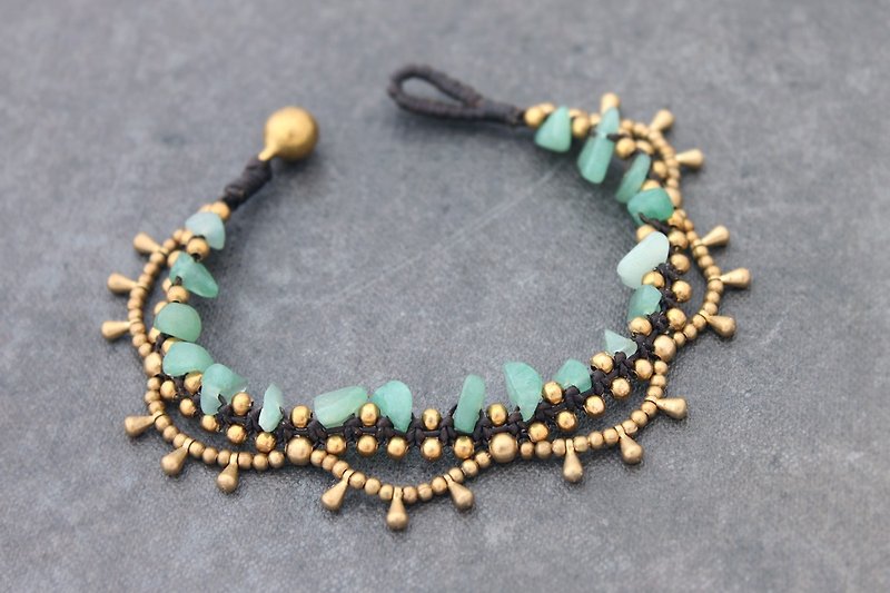 Chandelier Jade Bracelets Woven Braided Lace Gypsy - Bracelets - Stone Green