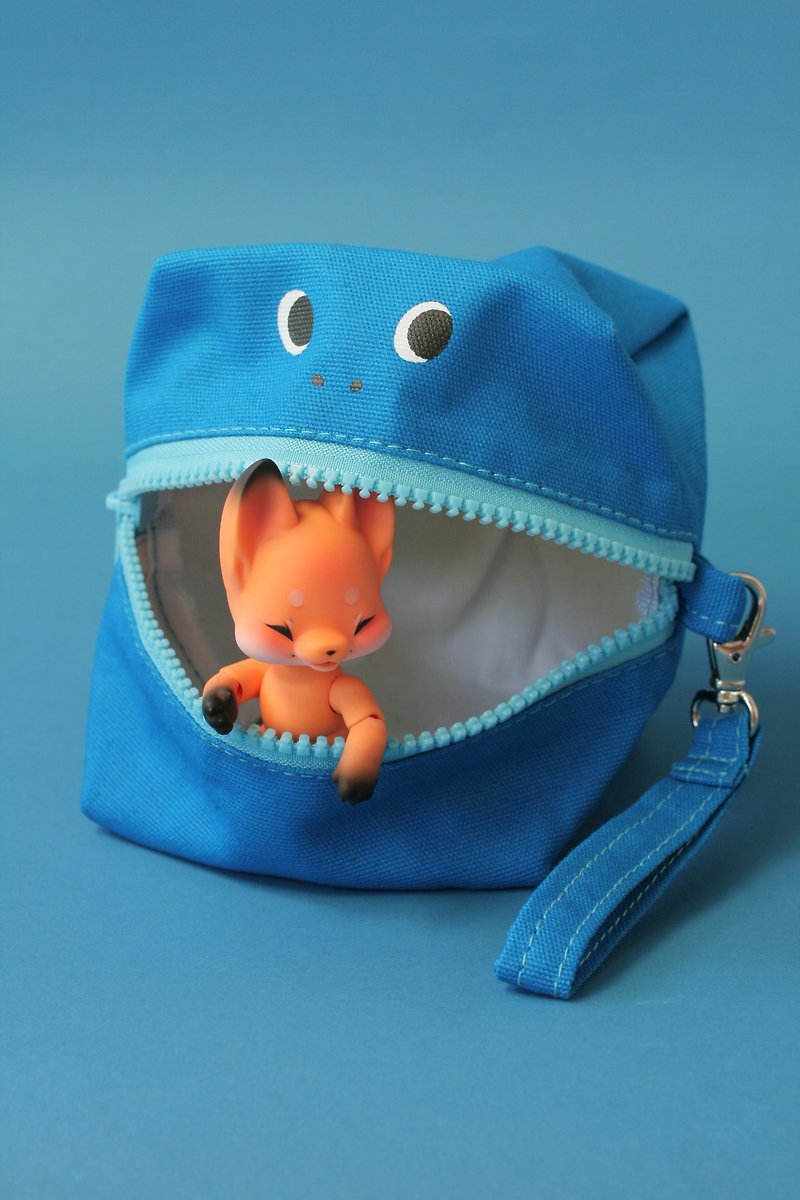 Blue Glutton Monster Square (cube) Zip Purse - Coin Purses - Other Man-Made Fibers Blue