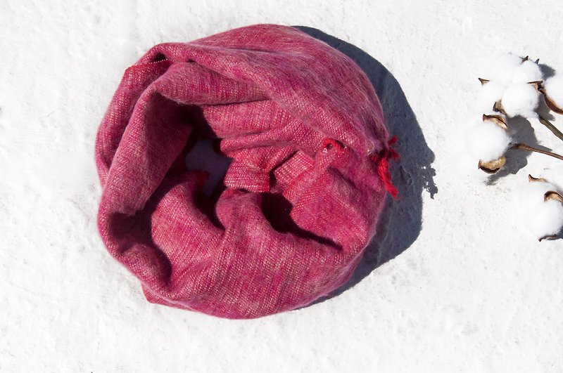聖誕禮物純羊毛絲巾/手工針織圍巾/編織圍巾/純羊毛圍巾-草莓蛋糕 - 絲巾 - 羊毛 粉紅色