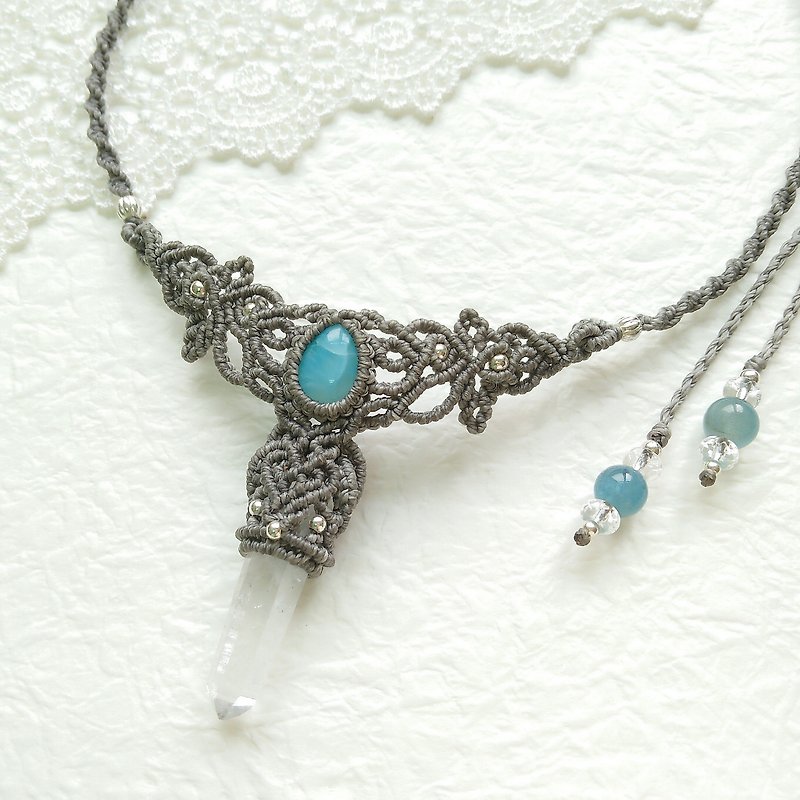gallery. Atlantis. La Lima X White Crystal Column X South American Brazilian Wax Necklace - Necklaces - Gemstone Gray