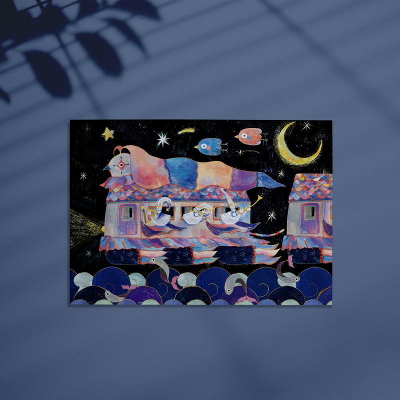 插畫明信片-希望列車 - 卡片/明信片 - 紙 多色
