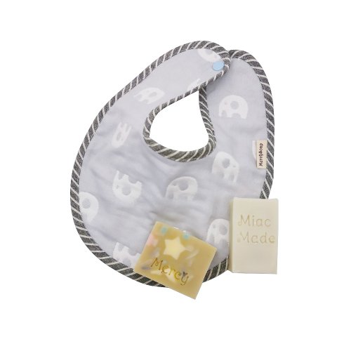 Mercy Soap手工皂專賣店 Mercy新生兒圍兜兜綜合禮盒 ( 粉色 / 灰色 )