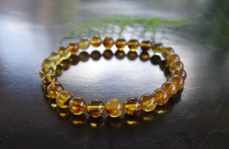 Baltic Amber 天然琥珀 波羅的海 金珀 7mm手鍊 非二代 (附證書) - 手鍊/手環 - 半寶石 黃色