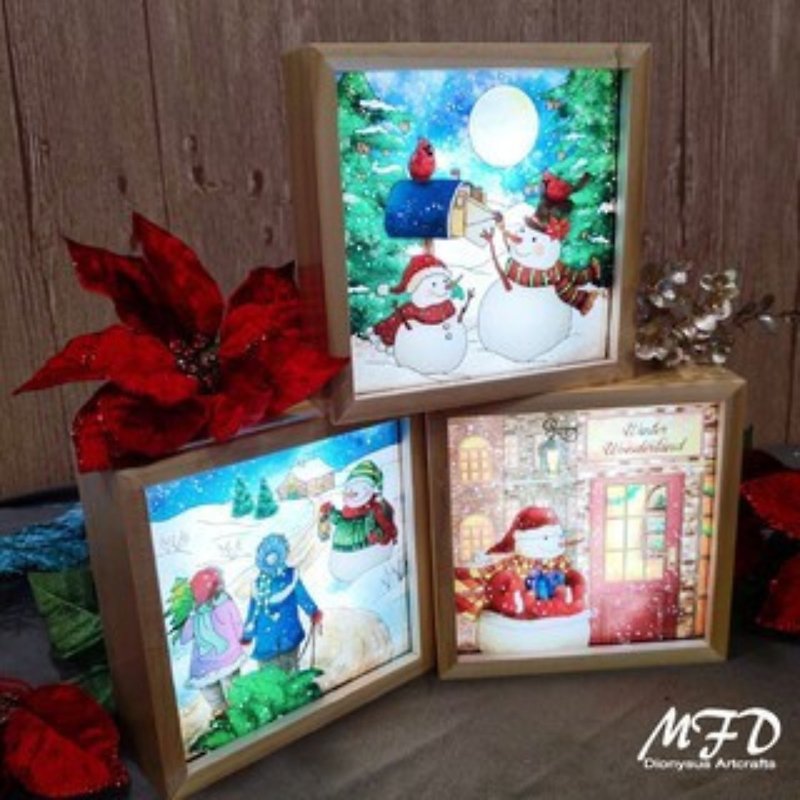 【Christmas Series Glass Night Light】-8 in./Gift/Housewarming/Graduation/Bday - Items for Display - Wood Multicolor