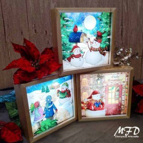麥法迪風鈴 Dionysus Artcrafts 【聖誕系列】玻璃相框燈-8吋/禮品/喬遷禮/畢業/聖誕/生日/母親節