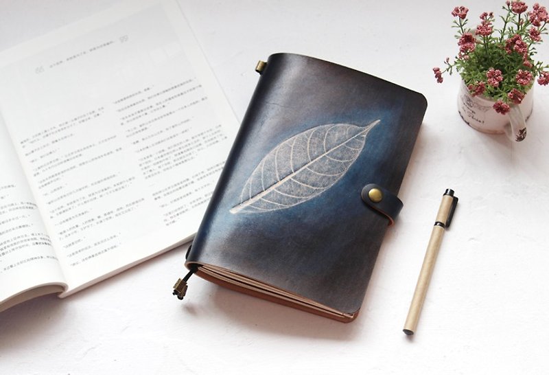 Such as Wei-leaf series of color Shanhain 22 * ​​15.5cm hand notebook leather notebook diary TN travel creative gift notepad can be customized handmade - สมุดบันทึก/สมุดปฏิทิน - หนังแท้ สีม่วง