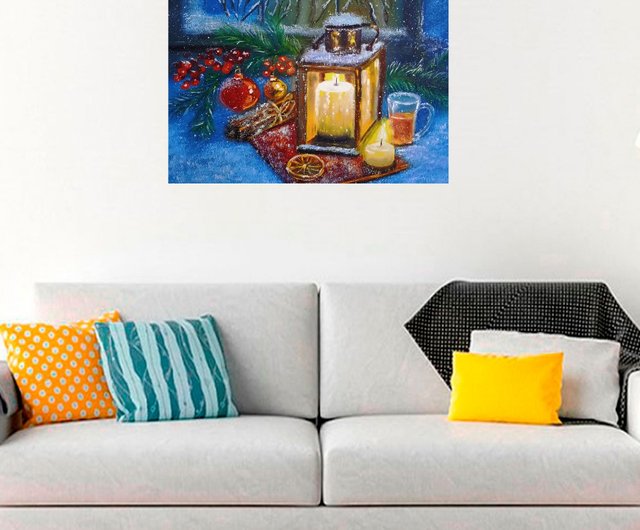 自作絵画（額入り）クリスマスver. 油絵 油彩 油彩画 絵画【Christmas】 絵画 HR 通販 18529749