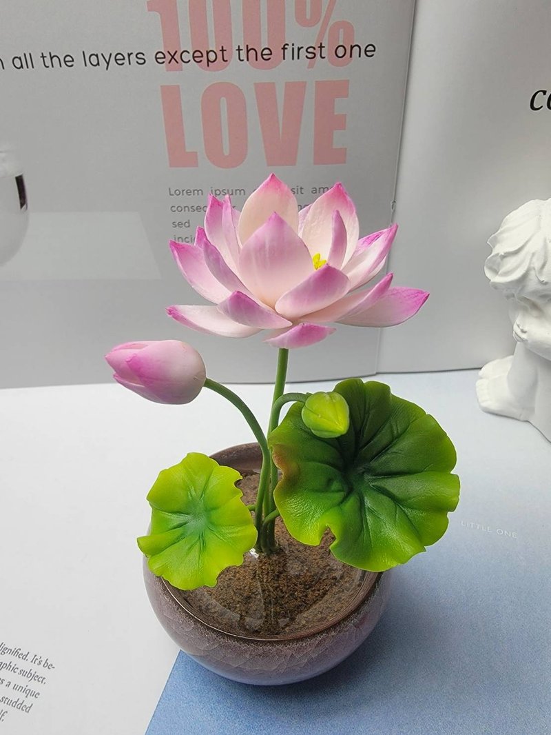 冷瓷土/黏土花藝-荷花小盆栽/送禮 - 盆栽/植栽 - 黏土 
