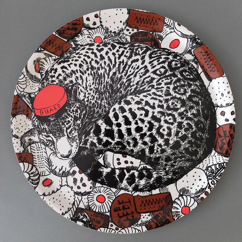 BISCUIT GUARD JAGUAR Limited hand-painted tray | Jimbobart - Serving Trays & Cutting Boards - Wood Black
