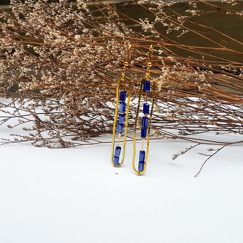 Exclusive [copper hand made _ polar green crystal copper earrings] - Earrings & Clip-ons - Copper & Brass Blue
