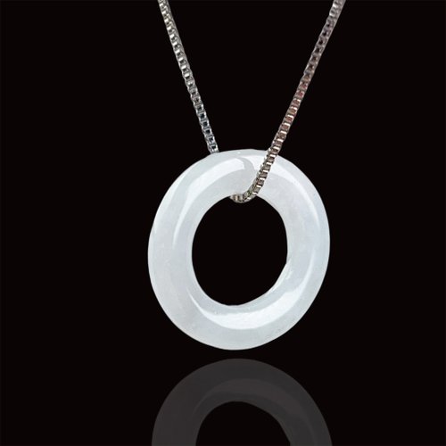 瓔珞珠寶盒 E.L.Jewelry Box 【願平安】冰種白翡翡翠平安環項鍊 | 天然緬甸玉A貨翡翠 | 送禮