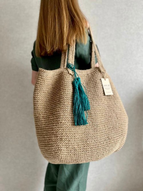 LunarCat Crochet Jute MEGABAG, Shoulder Bag, Extra Large Jute Market Bag