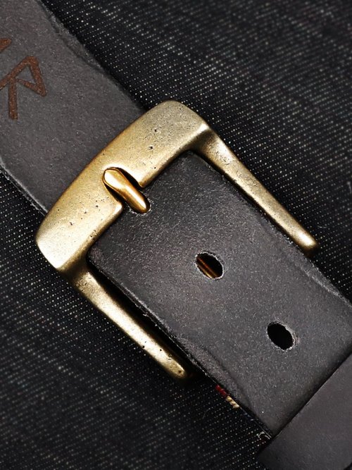 么果 進口頭層牛皮皮帶 純色手工腰帶 寬版真皮針扣皮帶 黑色棕色