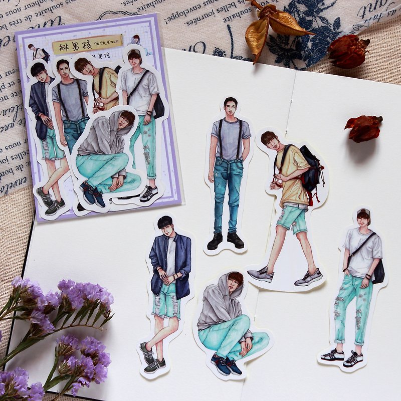 [Routine rate of boys] 5 into the sticker group - Stickers - Paper Blue