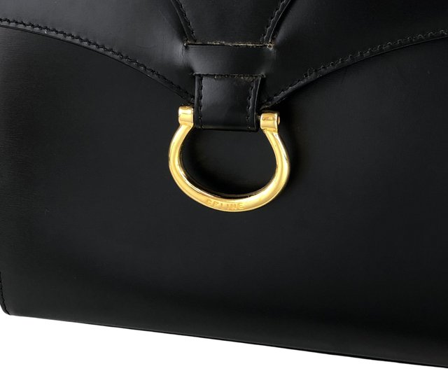 日本直送名牌中古包】CELINE セリーヌショルダーバッグブラック