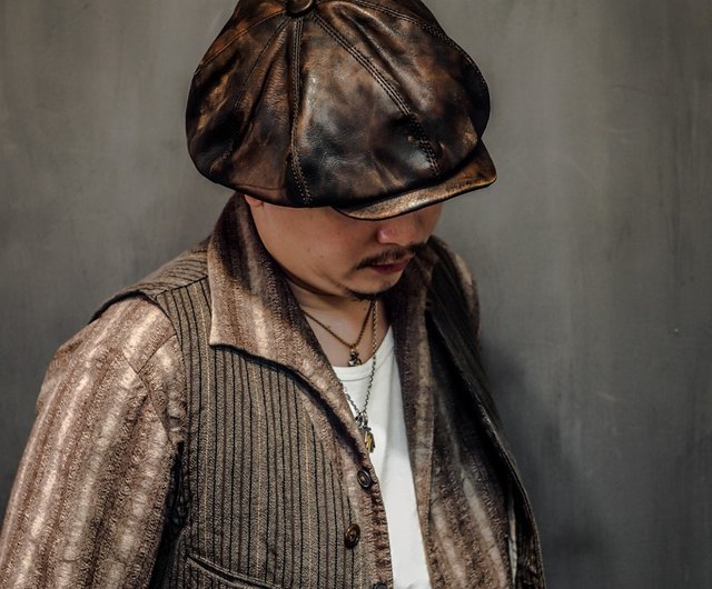 Distressed Leather Newsboy Cap - Shop HEYOU Art&Craft Department 