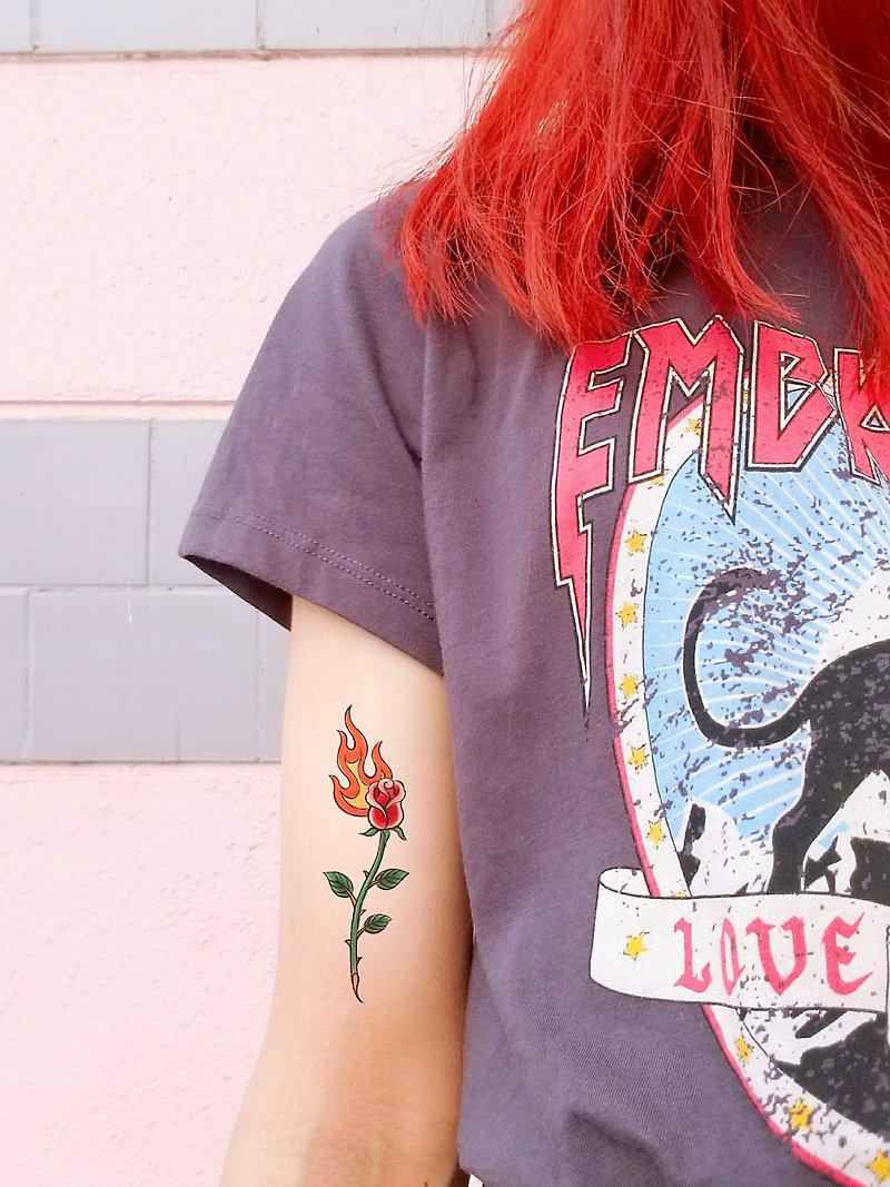 Burning rose - temporary tattoo sticker - Temporary Tattoos - Paper 