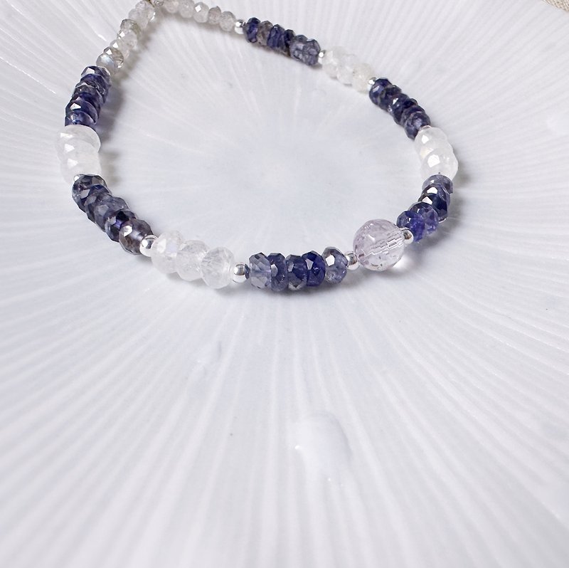 MH sterling silver natural stone_frost sky_cordierite - Bracelets - Semi-Precious Stones Purple