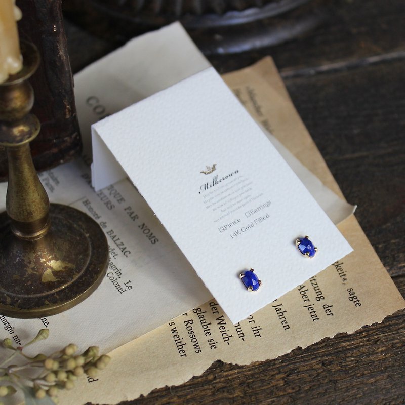 Cadre 14KGF Earrings Lapis Lazuli, for both ears - Earrings & Clip-ons - Semi-Precious Stones Blue