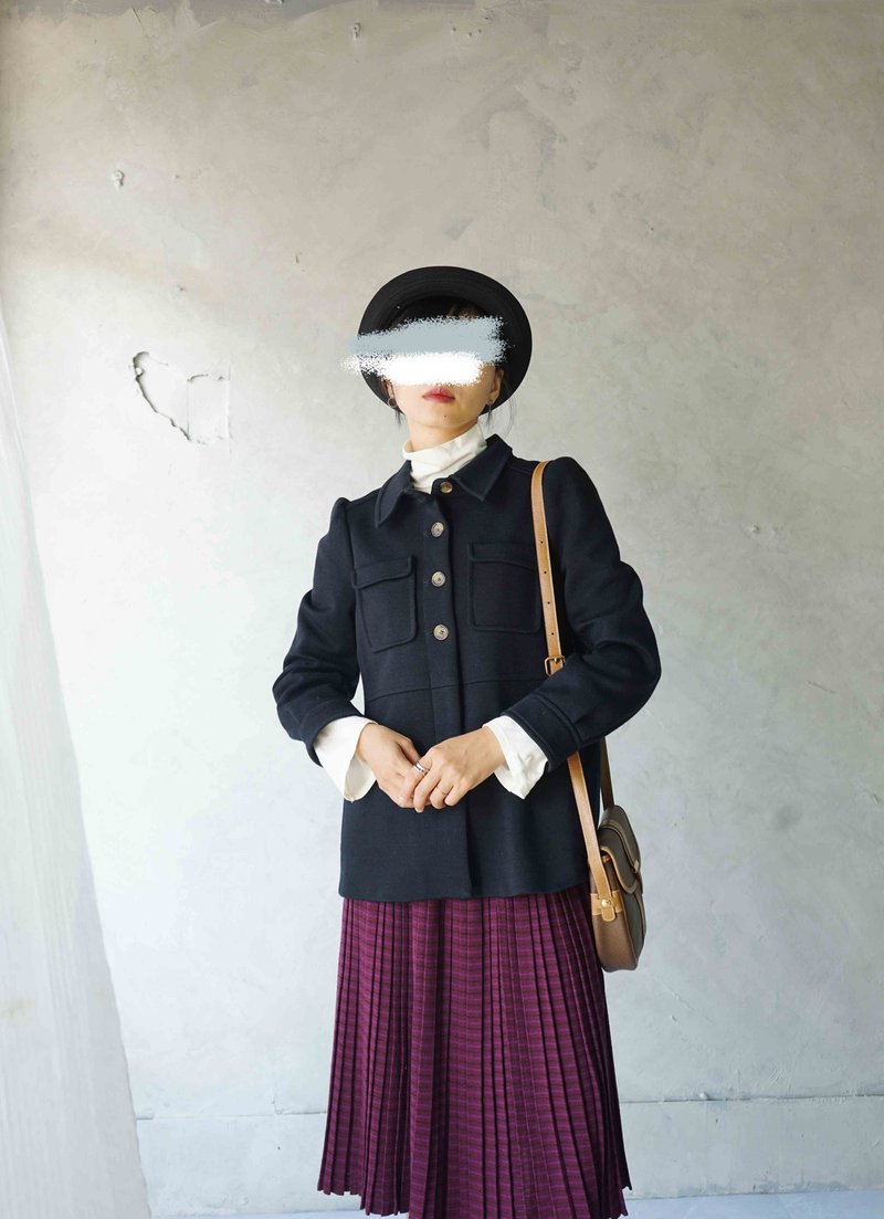 宝探しヴィンテージ - MARC JACOBS セーラーネイビー ウール ダブルポケット ニットシャツジャケット - ジャケット - ウール ブルー