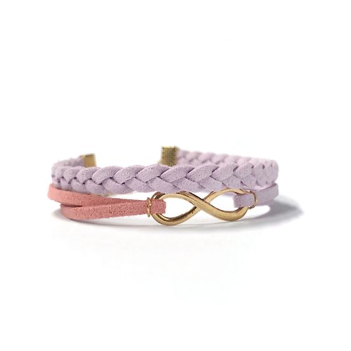 Anne Handmade Bracelets 安妮手作飾品 Infinity 永恆 手工製作 雙手環 淡金色系列-粉紫 限量