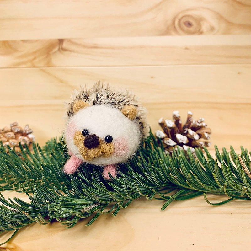 Hedgehog wool felt - ตุ๊กตา - ขนแกะ สีนำ้ตาล
