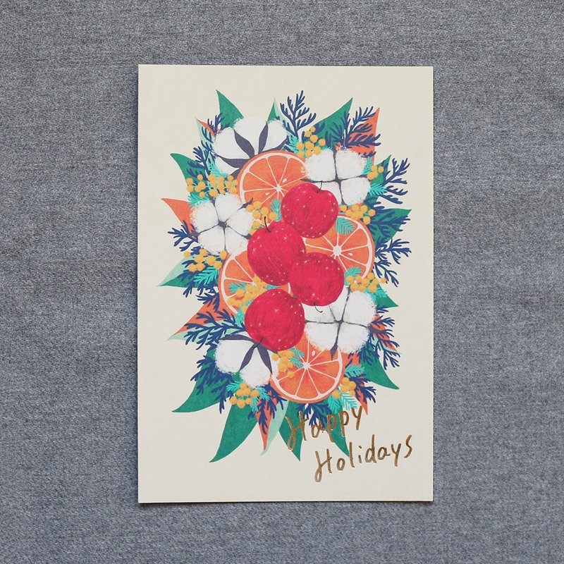 Happy Holiday Post Card / Beige - การ์ด/โปสการ์ด - กระดาษ สีส้ม