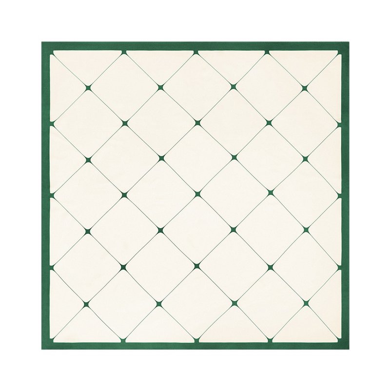 retar 綠色格紋原創桑蠶絲斜紋圍巾披肩大小絲巾方絲真絲法式復古 - 絲巾 - 絲．絹 