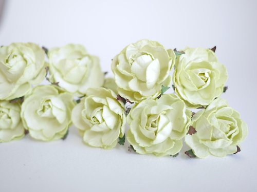 makemefrompaper Paper Flower, centerpiece, DIY 25 pieces peony size 3.5 cm., green lemon color