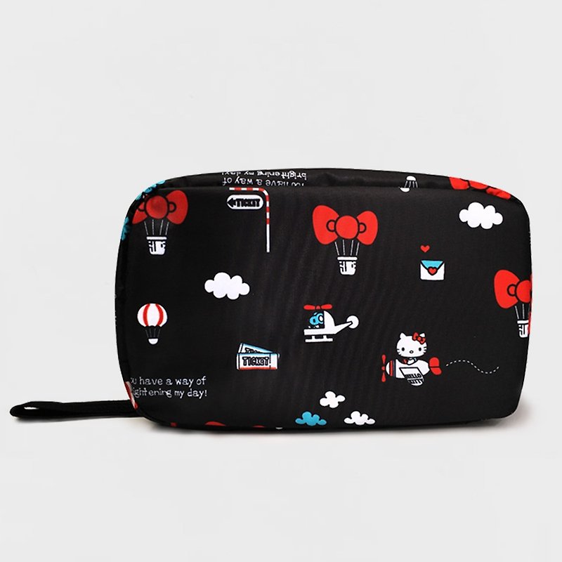 murmur 旅行收納三摺盥洗包 - Hello Kitty 熱氣球 - 臉部/身體防曬 - 聚酯纖維 黑色