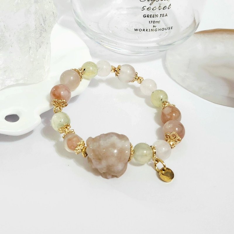 櫻花瑪瑙龍龜設計款手鍊/事業運、招桃花之水晶 - 手鍊/手鐲 - 水晶 粉紅色