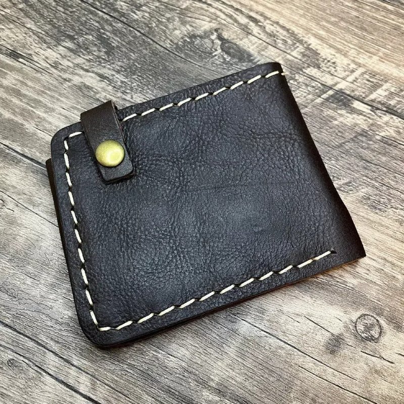 Timeless Leather men's vintage cowhide pure cowhide handmade card wallet - กระเป๋าสตางค์ - หนังแท้ หลากหลายสี