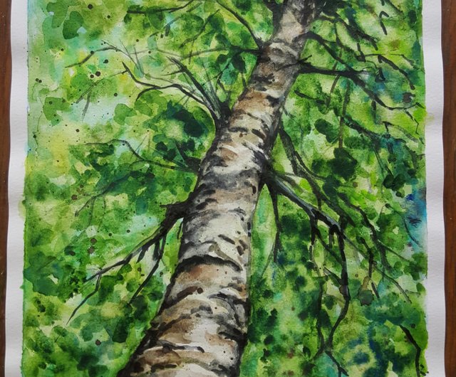 Birch tree Forest Watercolor Original Painting Artwork Forest