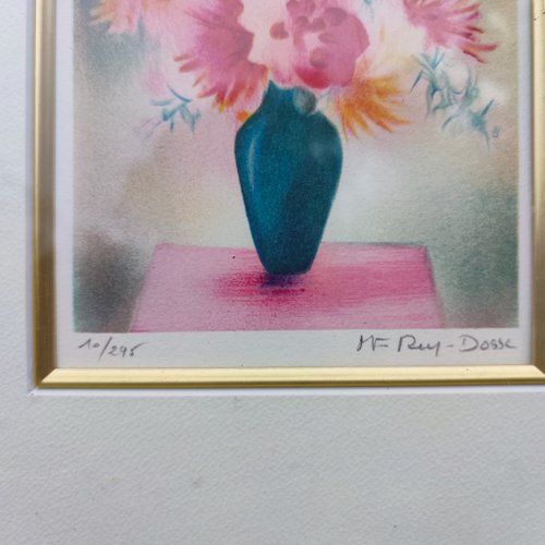 美品 マリー・フランス・レイドス「想い出の花束」リトグラフ サイン入 可愛い額装 美品 マリー・フランス・レイドス「想い出の花束」リトグラフ