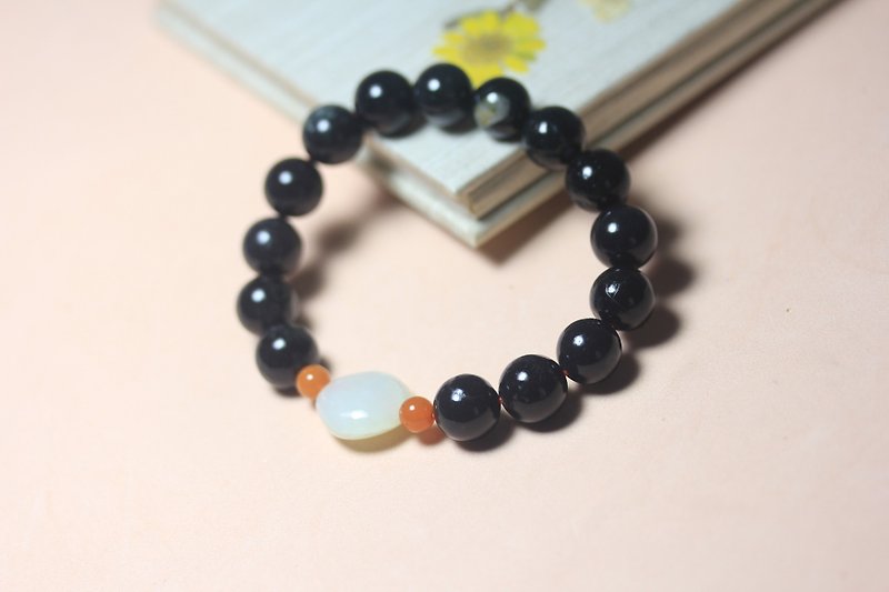 [Xunwu Meteorite] Bracelet/Made from natural stone/Meteorite texture bracelet energy Stone men's - สร้อยข้อมือ - หยก สีดำ