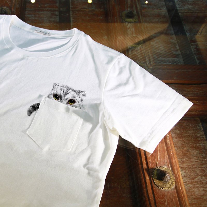 [Pocket Zoo] a lot - Men's T-Shirts & Tops - Cotton & Hemp White