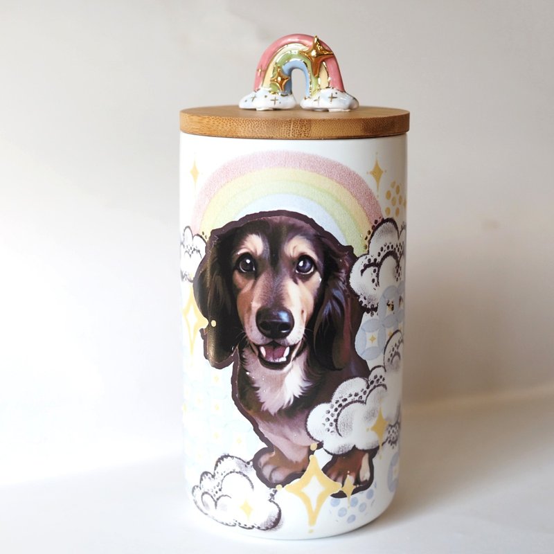 Custom basic pet on porcelain Ashes jar urn ,  dog, cat, bunny - Other - Porcelain Multicolor