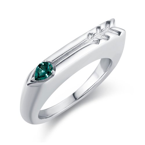Majade Jewelry Design 藍綠碧璽圖章戒指-箭心形客製女戒-925純銀印章情侶對戒-免費刻字